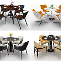 Modern Dining Table Set With Round Table Various Color Chairs And Stylish Design