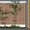 Elevator Corridor With Abundant Greenery And Wooden Structures