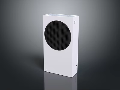 White Rectangular Electronic Device With Circular Mesh Panel And Modern Design 3d model