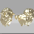 Two Golden Sheep Decorative Figurines With Shiny Surface And 3D Design
