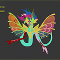 Colorful Fantasy Creature With Green Spiky Mane Blue Serpentine Body And Colorful Patterned Wings