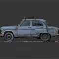 Rusty Vintage Old Car With Roof Rack And Weathered Exterior On Display Platform