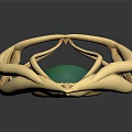 Elegant Gold Leaf Design Pendant With Green Gemstone And Intricate Detailing