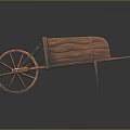 Wooden Hand Cart Featuring Traditional Design Curved Planks And Spoked Wheels