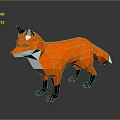 Low Poly Style Orange Fox Game Movie Character With White Underbelly Black Legs And Ears