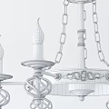 Classic Wooden Metal Chandelier With Candle Lights Ornate Chains And Decorative Details