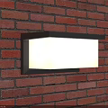 Modern Wall Lamps Mounted on Red Brick Wall with Black Frame and White Shade