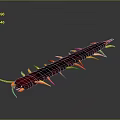 Detailed 3D Render Of Red And Black Centipede With Yellow Legs And Antennae