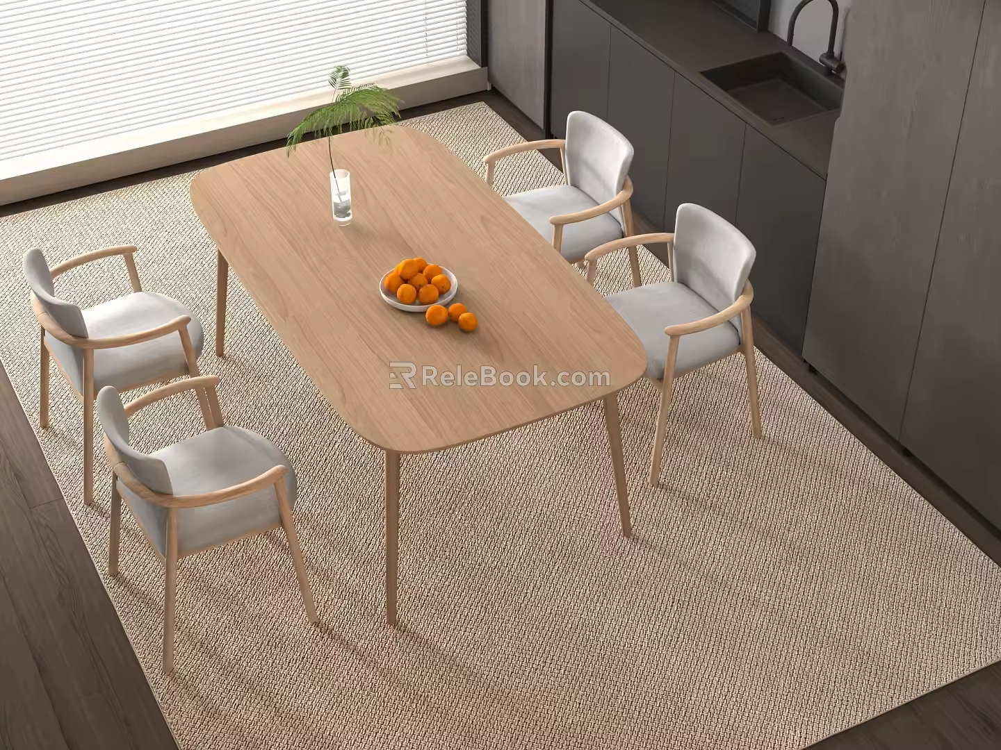 Nordic Log Dining Table 3d model