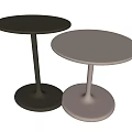 Modern Side Tables with Round Tops Slender Pillars and Circular Bases in Black and Brown