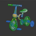Yellow And Gray Children's Tricycle With Three Wheels Seat And Handlebar