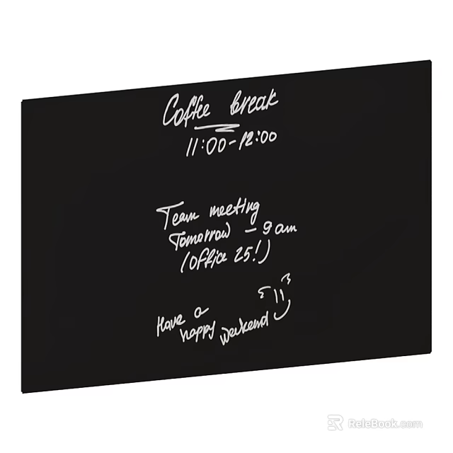 Office Blackboard Schedule With Coffee Break Team Meeting And Happy Weekend Notes 3d model 
