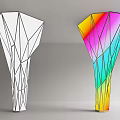 Abstract Geometric Columns Featuring Black White And Colorful Polygonal Design 3d model
