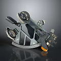 Vintage Brass Sextant With Metal Frame Scales Dials And Adjustable Parts