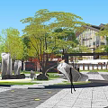 Traditional Chinese Garden Landscape Design With Lawns Trees And Stone Pathways