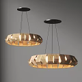 Two Modern Wooden Pendant Lights With Circular Hollow Design And Black Ceiling Bases