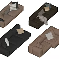 Comfortable Modern Sectional Sofa In Various Colors With Throw Pillows And Blanket 3d model