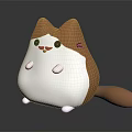 Chubby Brown And White Cartoon Cat Game Character With Cute Expression And Round Body