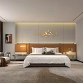 Luxurious Modern Hotel Guest Room Interior With King Bed Chandelier Nightstands Sofa And Carpet