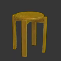 Minimalist Wooden Round Stool With Sturdy Four Legs And Smooth Top Surface