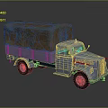 Vintage Light Blue Truck With Canvas Covered Cargo Bed And Classic Design