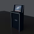 Black Display Stand With Top Screen Showing Image And Front LOGO 3d model