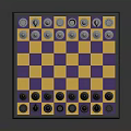Classic Chess Set With Yellow And Purple Checkered Board And Silver Black Pieces