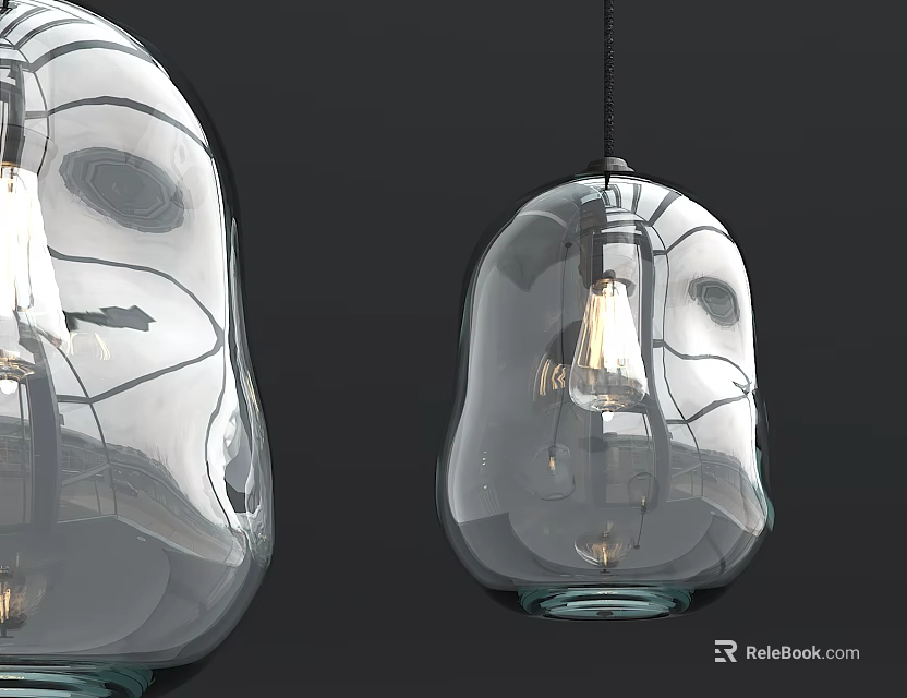 Modern Transparent Glass Pendant Light With Exposed Bulb Hanging Design For Interior 3d model