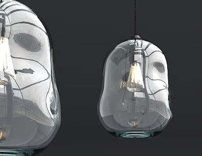 Modern Transparent Glass Pendant Light With Exposed Bulb Hanging Design For Interior 3d model