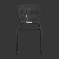Modern Minimalist Light Colored Office Chair With Perforated Backrest And Metal Legs