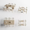 Modern Light Wood Dining Table Set With Simple Design Chairs And Versatile Seating 3d model