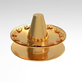 Golden Decorative Ornament Set With Conical Top And Layered Engraved Base