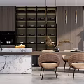 Modern Dining Table and Chair Combination Simple 3d model