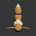Cartoon Creature Character 3D Model With Large Ears Orange Body White Belly Standing Pose