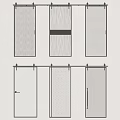 Modern Barn Doors With Various Panel Patterns And Black Metal Frames 3d model