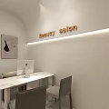 Modern Beauty Hair Salon Interior Design With White Reception Desk And Lighting