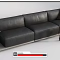 Modern Black Leather Three Seater Sofa With Side Table And Decorative Vase 3d model