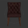 Dark Brown Leather Single Sofa With Tufted Backrest And Wooden Legs