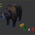 Realistic Brown Bear With Small Animals In Wildlife Model Display Scene 3d model