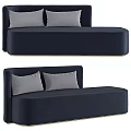 Navy Blue Sectional Sofa With Gray Cushions And Golden Base Design 3d model