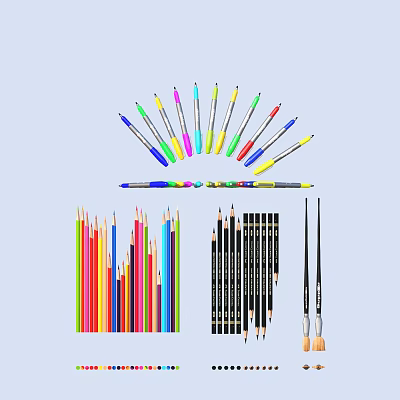 Brush color pencil stationery school supplies office supplies 3d model