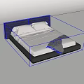 Modern Double Bed With Black Headboard White Sheets And Gray Throw Blanket 3d model