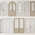 Various Double Door Styles With Glass Panels And Arched Designs For Home Interior 3d model