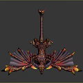 Detailed Game Movie Fantasy Character With Purple Red Body Yellow Wing Tips And Spiked Back
