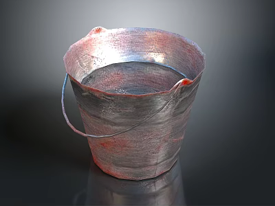 Practical Shiny Metal Bucket With Handle As Household Daily Essential Item 3d model