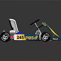 Racing Go Kart With Blue Yellow Design PBS Logo Number 245 And Silver Seat