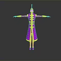 Purple Chinese Style Robe With Yellow Trim On Display Mannequin