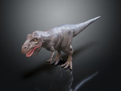 3D T-Rex Dinosaur Model With Open Mouth Standing On Black Background 3d model