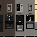Modern Kitchen Coffee Appliances With Various Designs And Cabinet Integration 3d model