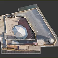 Detailed Architectural Model of Yellow Building Featuring Dome Tower and Arched Windows